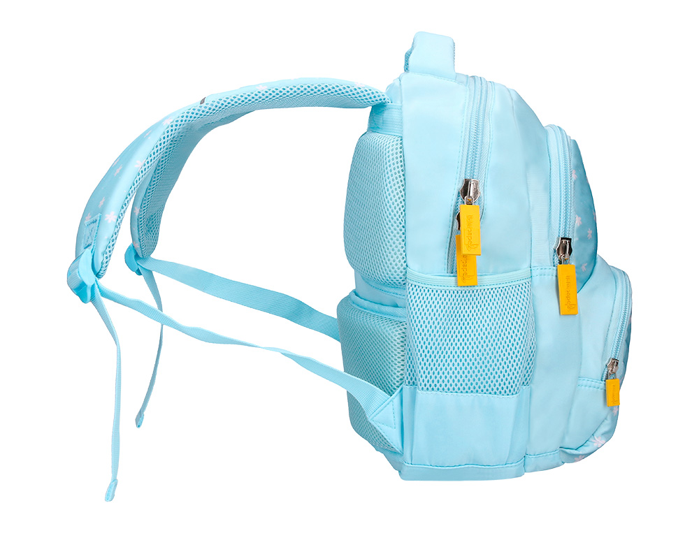 SAC A DOS LIDERPAPEL SCOLAIRE FLEURS 350X110X270MM COLORIS  BLEU CIEL