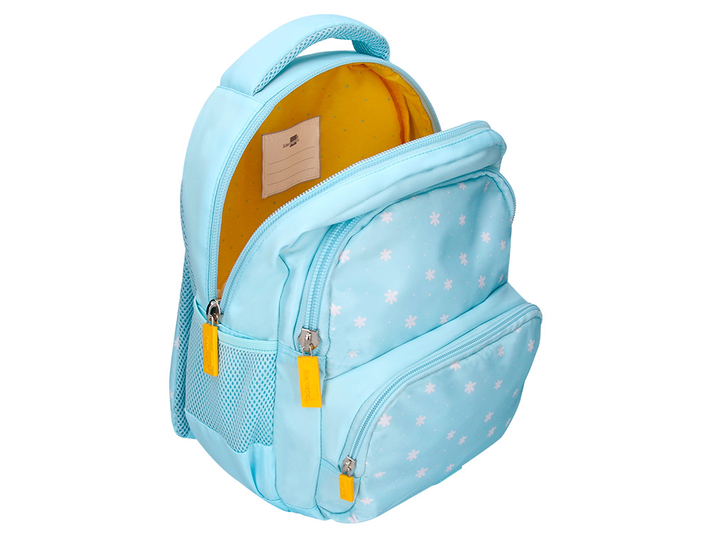 SAC A DOS LIDERPAPEL SCOLAIRE FLEURS 350X110X270MM COLORIS  BLEU CIEL