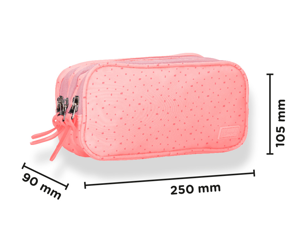 TROUSSE LIDERPAPEL SCOLAIRE 3 COMPARTIMENTS COLORIS ROSE