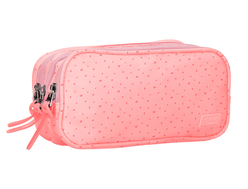 TROUSSE LIDERPAPEL SCOLAIRE 3 COMPARTIMENTS COLORIS ROSE