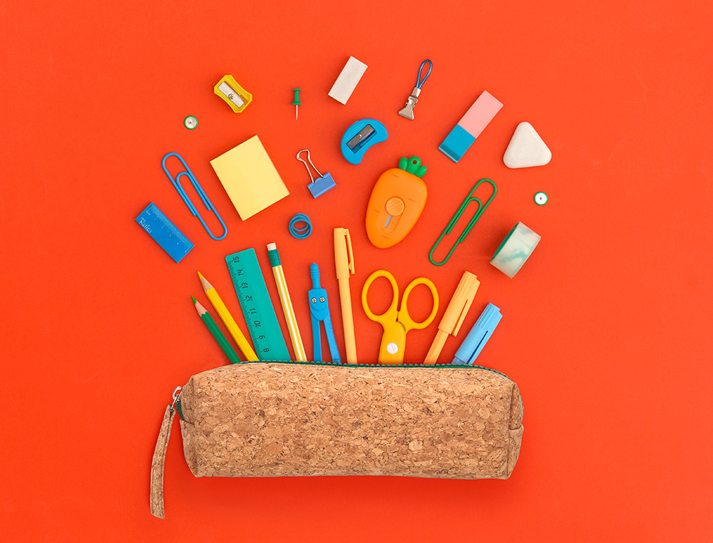 TROUSSE LIDERPAPEL SCOLAIRE RECTANGULAIRE LIEGE ZIP COLORIS 185X55X70MM 1 COMPARTIMENT COLORIS NATUREL