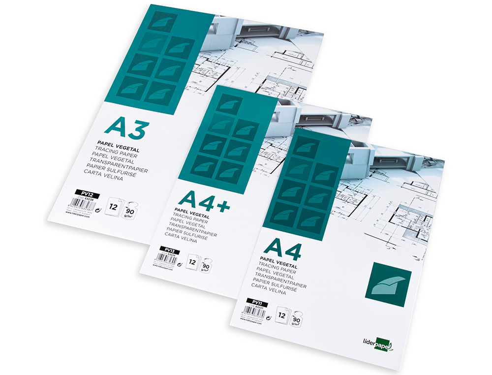 PAPIER CALQUE LIDERPAPEL A4 210X297MM 90G SACHET DE 12 FEUILLES