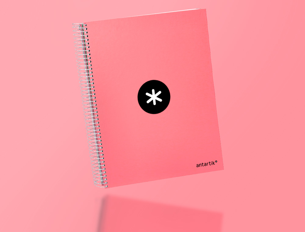 CAHIER SPIRALE ANTARTIK A4 240P 90G REMBORDE QUADRILLAGE 5MM MICROPERFORE 5 BANDES 4 TROUS COLORIS CORAIL
