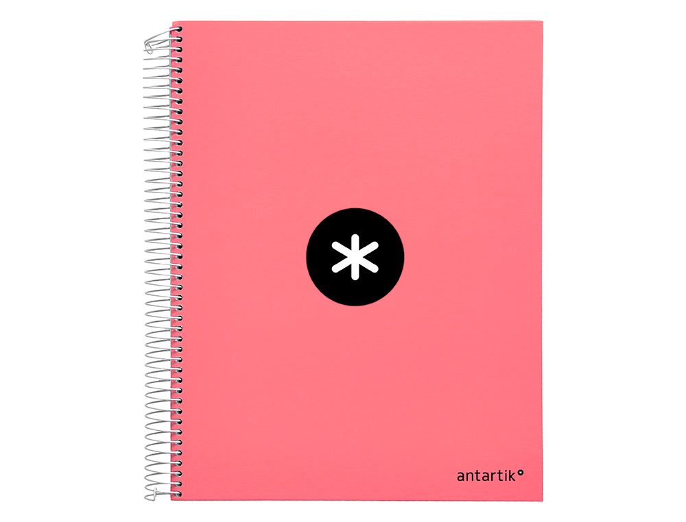 CAHIER SPIRALE ANTARTIK A4 240P 90G REMBORDE QUADRILLAGE 5MM MICROPERFORE 5 BANDES 4 TROUS COLORIS CORAIL