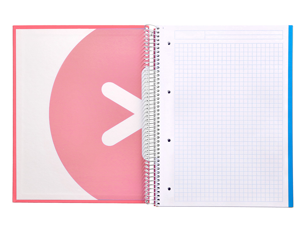 CAHIER SPIRALE ANTARTIK A4 240P 90G REMBORDE QUADRILLAGE 5MM MICROPERFORE 5 BANDES 4 TROUS COLORIS CORAIL