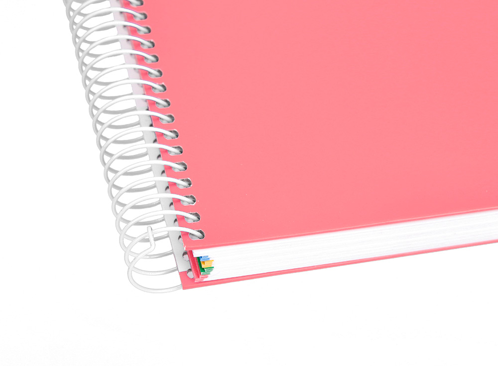 CAHIER SPIRALE ANTARTIK A4 240P 90G REMBORDE QUADRILLAGE 5MM MICROPERFORE 5 BANDES 4 TROUS COLORIS CORAIL
