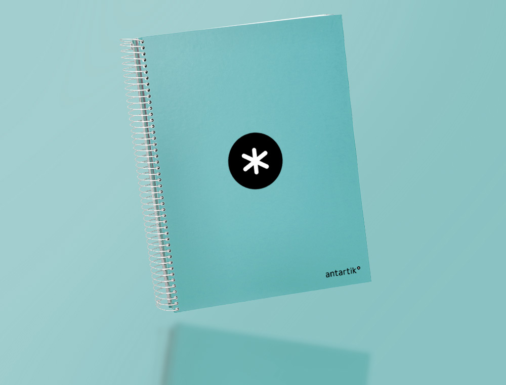 CAHIER SPIRALE ANTARTIK A4 240P 90G REMBORDE QUADRILLAGE 5MM MICROPERFORE 5 BANDES 4   TROUS COLORIS MENTHE