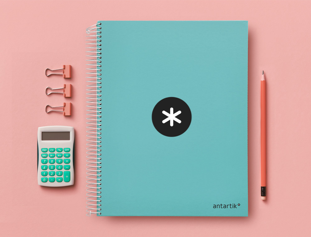 CAHIER SPIRALE ANTARTIK A4 240P 90G REMBORDE QUADRILLAGE 5MM MICROPERFORE 5 BANDES 4   TROUS COLORIS MENTHE