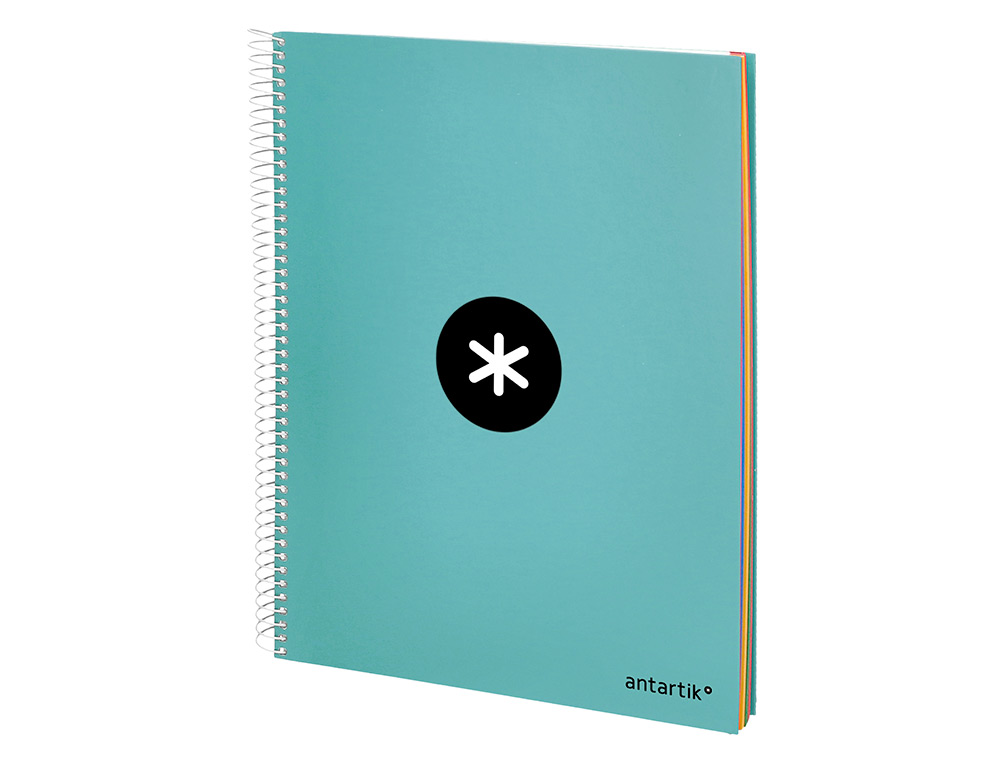 CAHIER SPIRALE ANTARTIK A4 240P 90G REMBORDE QUADRILLAGE 5MM MICROPERFORE 5 BANDES 4   TROUS COLORIS MENTHE