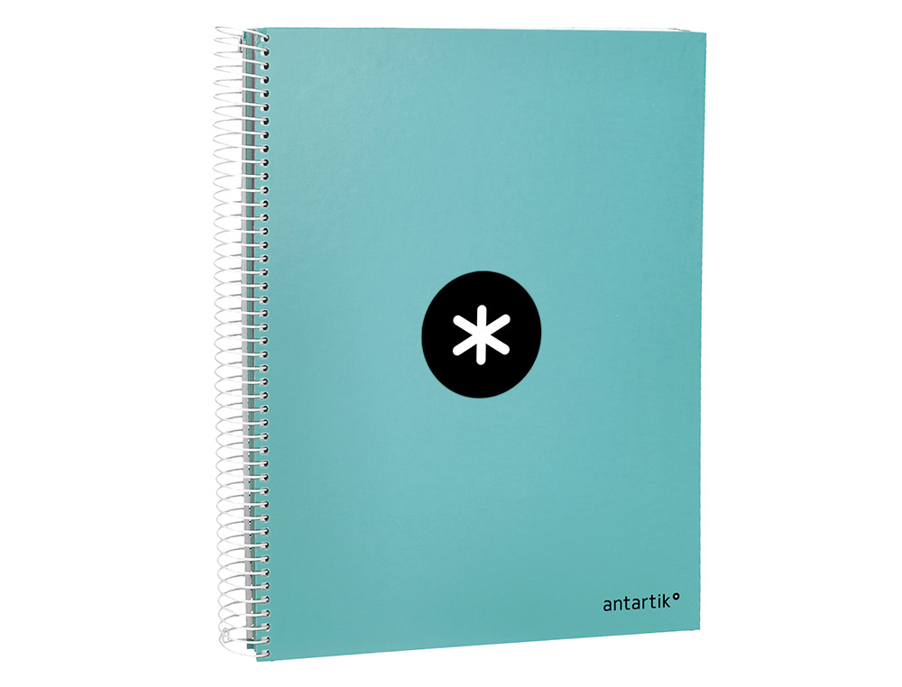 CAHIER SPIRALE ANTARTIK A4 240P 90G REMBORDE QUADRILLAGE 5MM MICROPERFORE 5 BANDES 4   TROUS COLORIS MENTHE