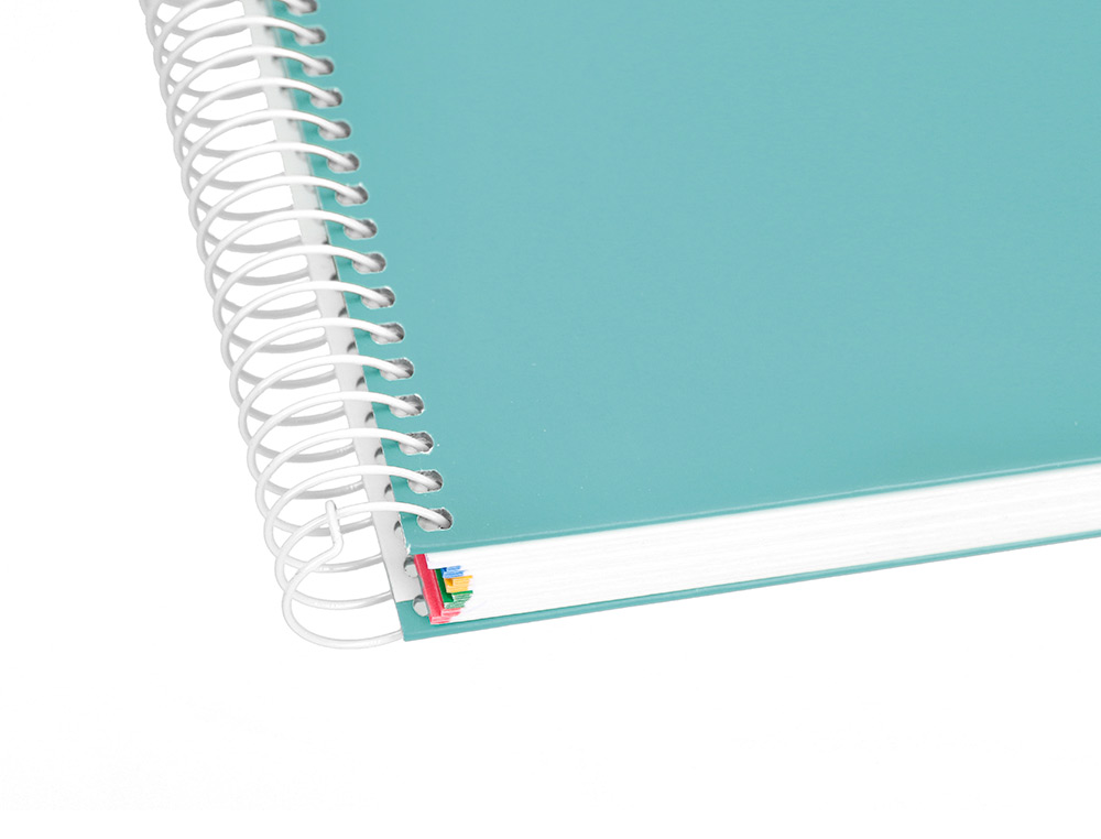 CAHIER SPIRALE ANTARTIK A4 240P 90G REMBORDE QUADRILLAGE 5MM MICROPERFORE 5 BANDES 4   TROUS COLORIS MENTHE