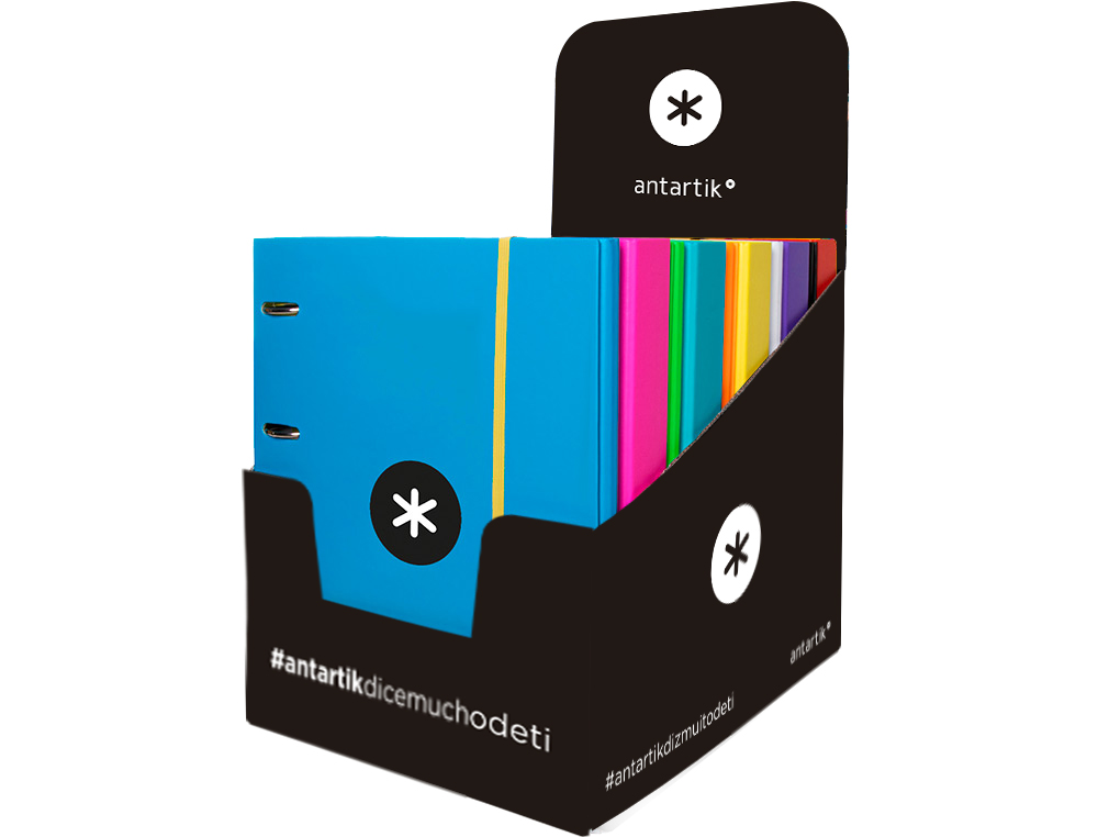 CLASSEUR ANTARTIK 4 ANNEAUX 25MM A4 CARTON REMBORD       FEUILLETS MOBILES QUADRILLAGE 5MM COLORIS ASSORTIS