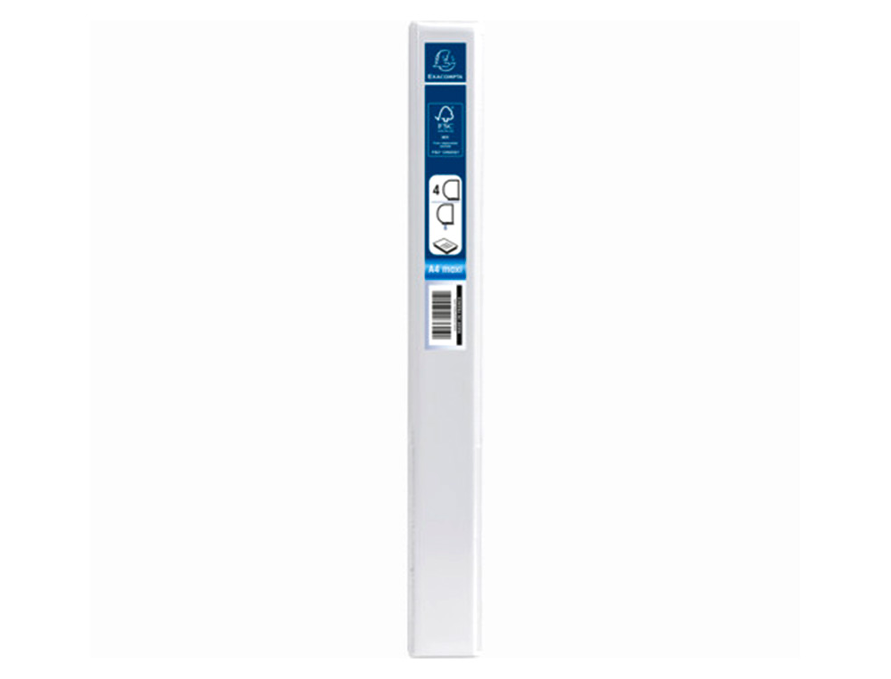 CLASSEUR EXACOMPTA KREACOVER 4 ANNEAUX 15MM A4+ CARTON RECOUVERT POLYPROPYLÈNE DOS 38MM PERSONNALISABLE BLANC