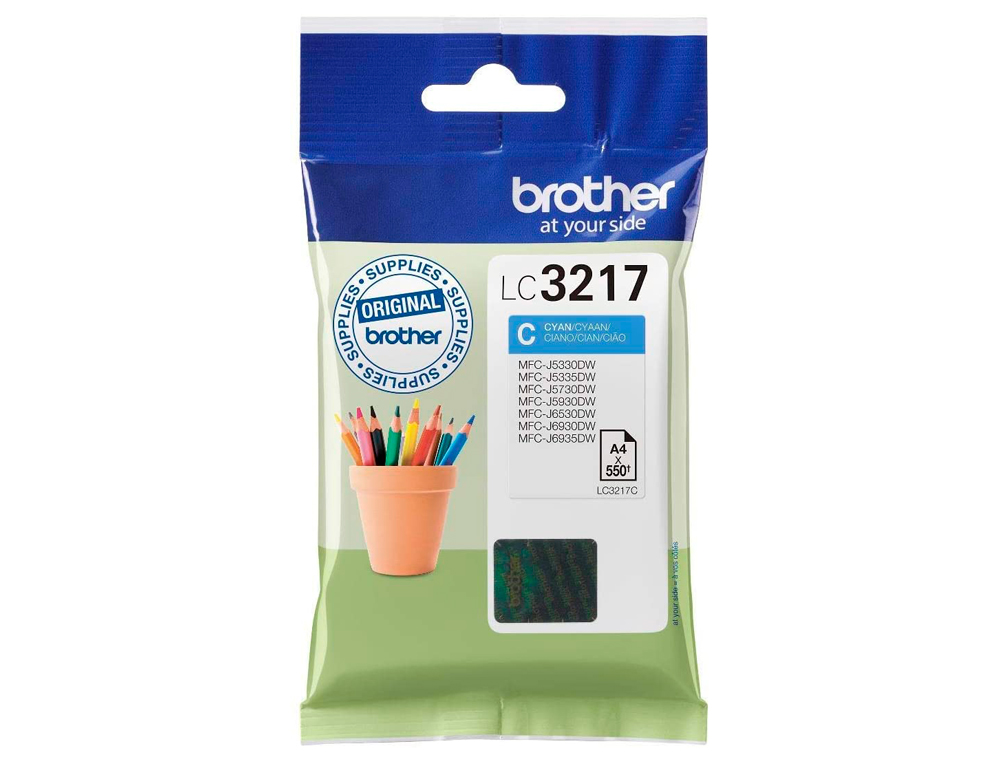 CARTOUCHE BROTHER JET D'ENCRE LC3217 COULEUR CYAN 550P