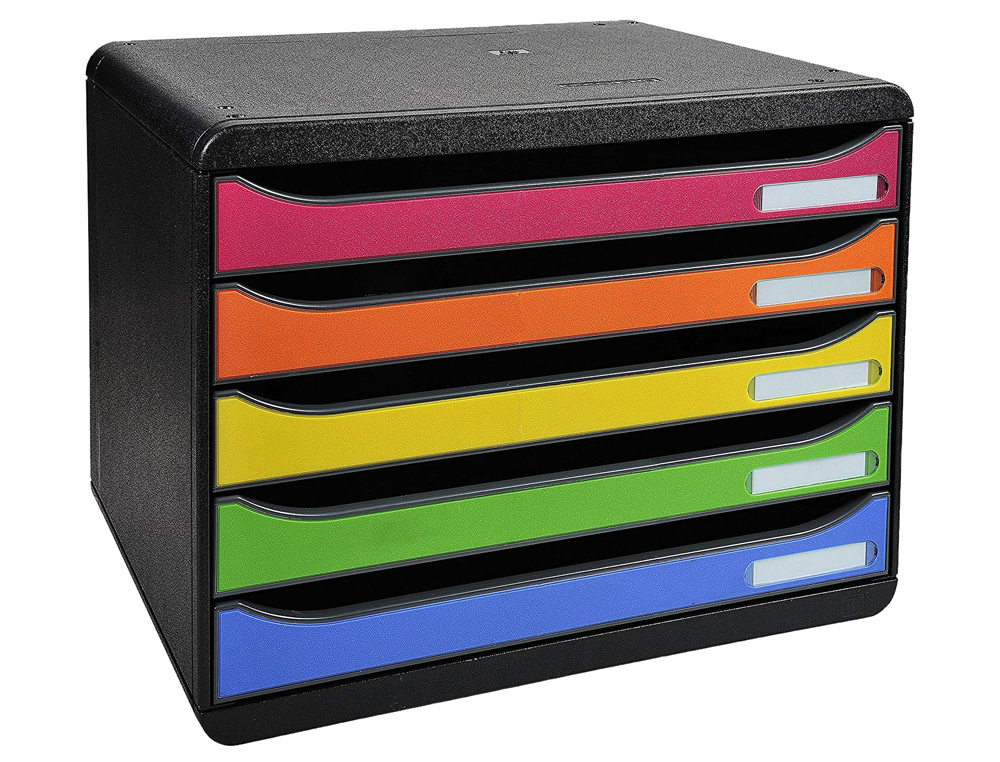 MODULE CLASSEMENT EXACOMPTA BIG BOX 5 TIROIRS A4+  L'ITALIENNE SUPERPOSABLE BUTE 270X355X271MM COLORIS ARLEQUIN