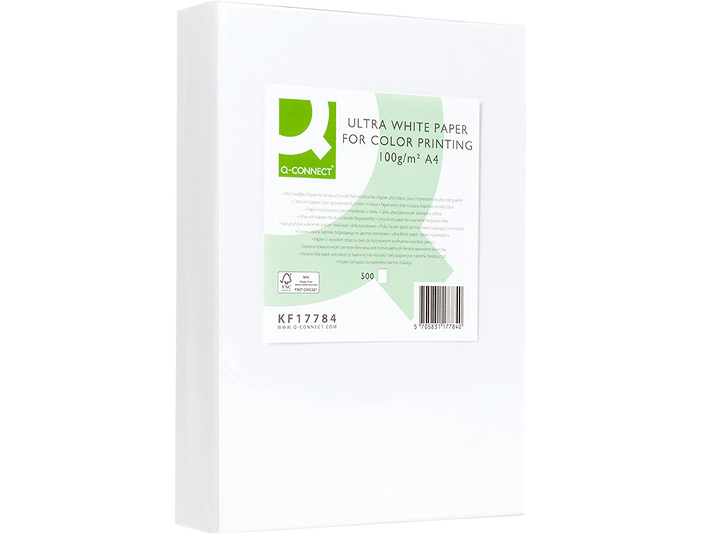 PAPIER Q-CONNECT MULTIFONCTION ULTRAWHITE A4 100G/M2 BLANCHEUR 170 OPACITÉ 96 RIGIDITÉ 60 500 FEUILLES