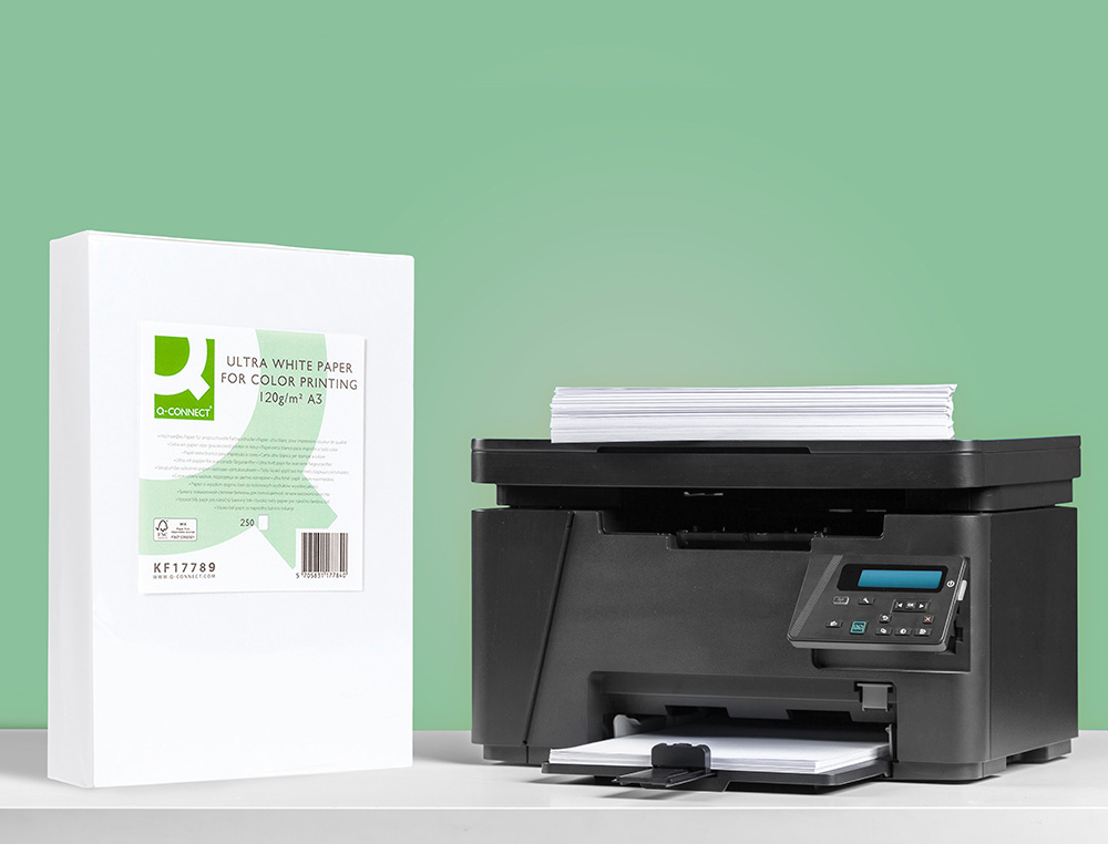 PAPIER Q-CONNECT MULTIFONCTION ULTRAWHITE A3 120G/M2 BLANCHEUR 170 OPACITÉ 96 RIGIDITÉ 60 250 FEUILLES