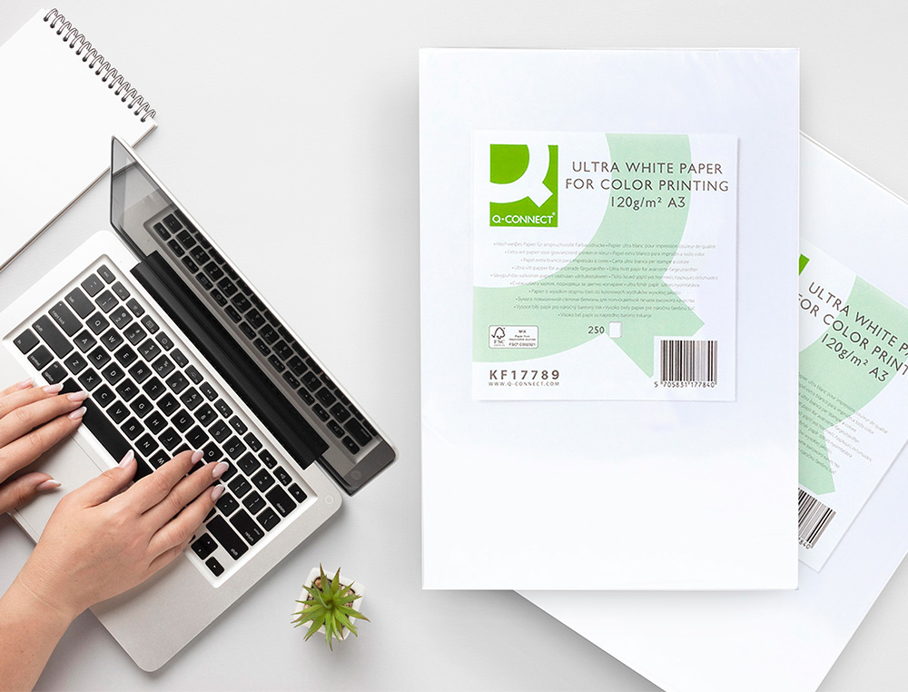 PAPIER Q-CONNECT MULTIFONCTION ULTRAWHITE A3 120G/M2 BLANCHEUR 170 OPACITÉ 96 RIGIDITÉ 60 250 FEUILLES