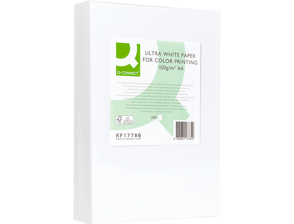 PAPIER Q-CONNECT MULTIFONCTION ULTRAWHITE A4 160G/M2 BLANCHEUR 170 OPACIT 96 RIGIDIT 60 250 FEUILLES