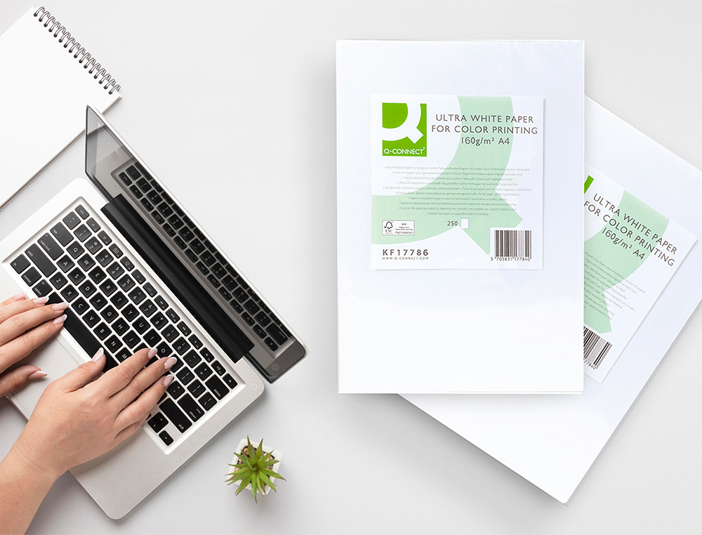 PAPIER Q-CONNECT MULTIFONCTION ULTRAWHITE A4 160G/M2 BLANCHEUR 170 OPACIT 96 RIGIDIT 60 250 FEUILLES