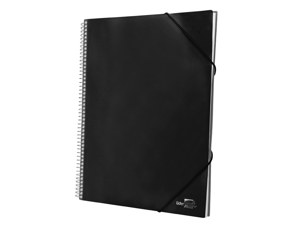 PROTGE-DOCUMENTS LIDERPAPEL POLYPROPYLNE COUVERTURE RIGIDE SPIRALE 10 POCHETTES FIXES A4 210X297MM COLORIS NOIR