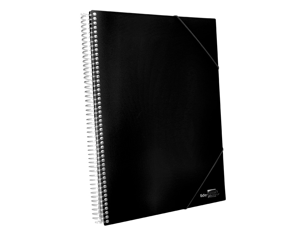 PROTGE-DOCUMENTS LIDERPAPEL POLYPROPYLNE COUVERTURE RIGIDE SPIRALE 10 POCHETTES FIXES A4 210X297MM COLORIS NOIR