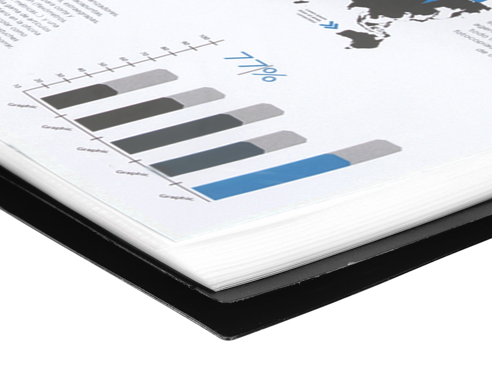 PROTGE-DOCUMENTS LIDERPAPEL POLYPROPYLNE COUVERTURE RIGIDE SPIRALE 10 POCHETTES FIXES A4 210X297MM COLORIS NOIR