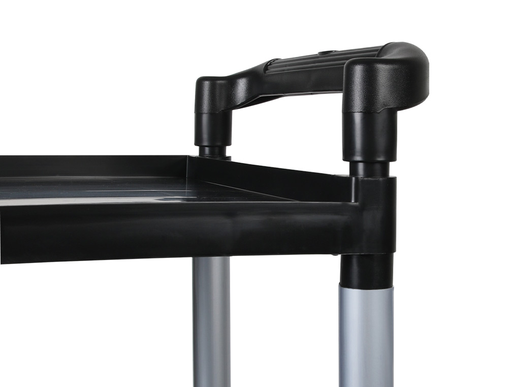 CHARIOT SERVICE Q-CONNECT ACIER 3 PLATEAUX ACIER INOXYDABLE 4 ROUES POIGNES 83X42X97CM