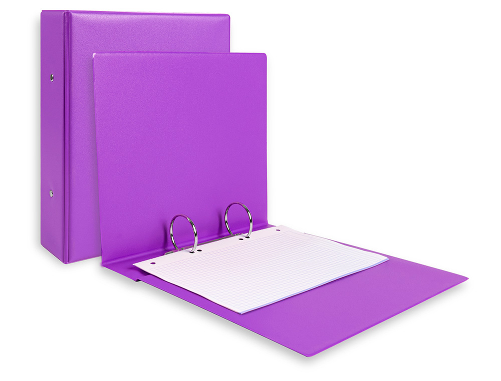 CLASSEUR LIDERPAPEL 2 ANNEAUX RONDS 40MM A5 CARTON REMBORD PVC COLORIS VIOLET