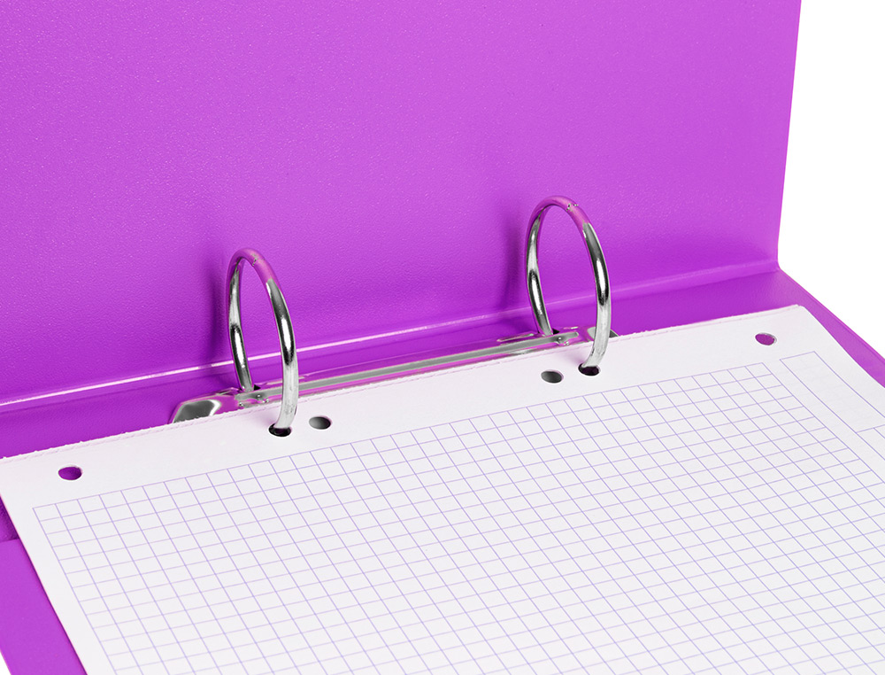 CLASSEUR LIDERPAPEL 2 ANNEAUX RONDS 40MM A5 CARTON REMBORD PVC COLORIS VIOLET
