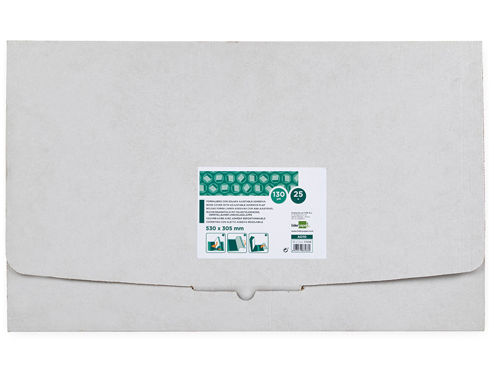 COUVRE-LIVRES LIDERPAPEL Nº31 PVC TRANSPARENT 13/100E 312X530MM AVEC RABAT ADHÉSIF ADAPTABLE
