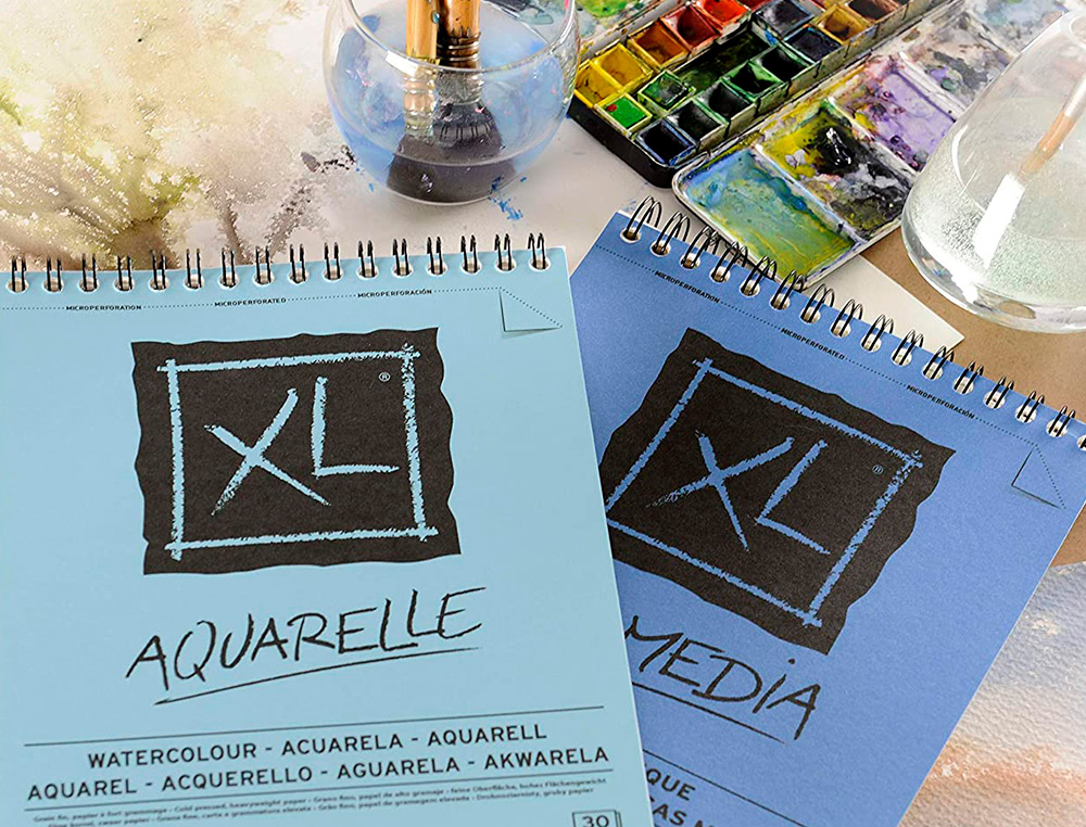 ALBUM CANSON XL AQUARELLE A SPIRALE PAPIER GRAIN FIN BLANC 300G A4 21X29,7CM 30F