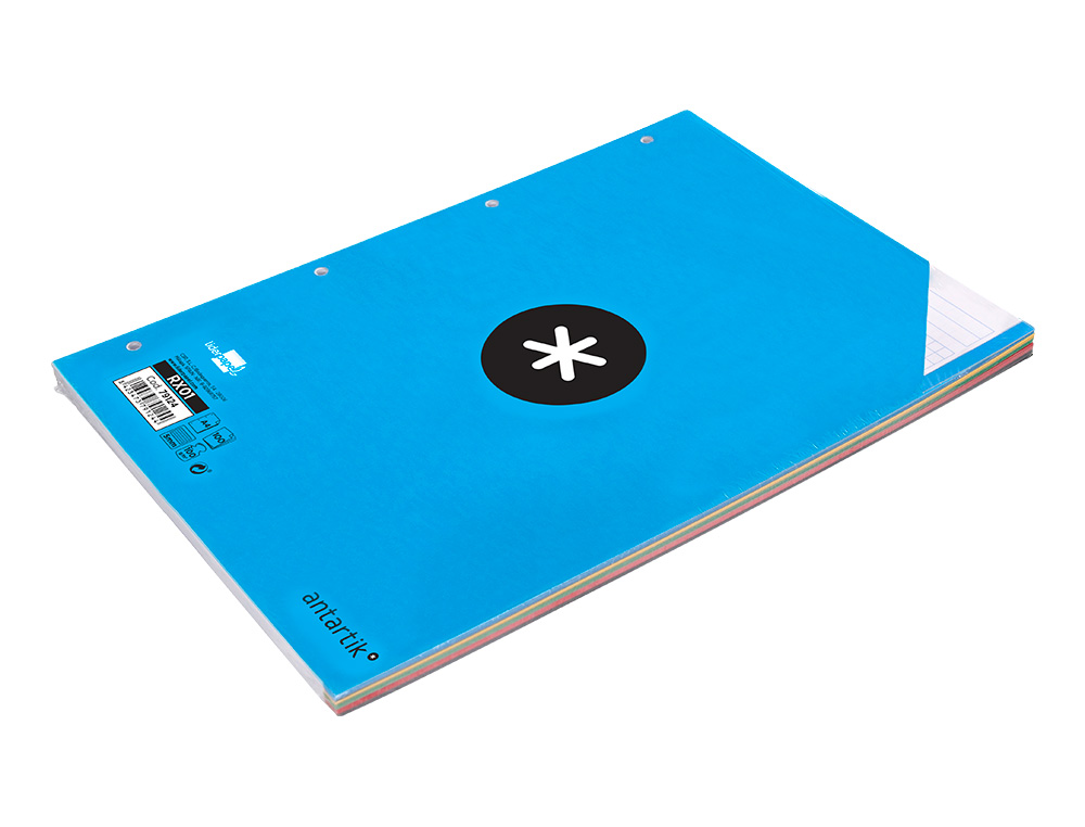 FEUILLET MOBILE LIDERPAPEL ANTARTIK A4 100 FEUILLES 100G QUADRILLAGE 5MM 4 TROUS BANDES DE 5 COULEURS