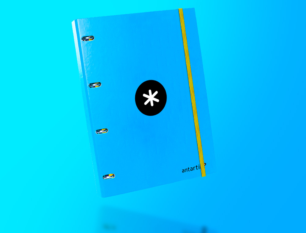 CLASSEUR ANTARTIK 4 ANNEAUX RONDS 25MM A4 CARTON REMBORDÉ FEUILLETS MOBILES QUADRILLAGE 5MM COLORIS BLEU