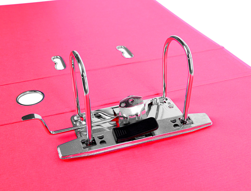 CLASSEUR LEVIER LIDERPAPEL A4 DOCUMENTA CARTON REMBORDÉ 1,9MM DOS 75MM RADO MÉTALLIQUE COLORIS ROSE