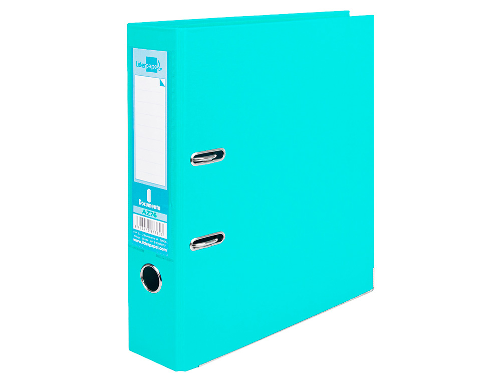 CLASSEUR LEVIER LIDERPAPEL A4 DOCUMENTA CARTON REMBORDÉ 1,9MM DOS 75MM RADO MÉTALLIQUE COLORIS VERT CLAIR