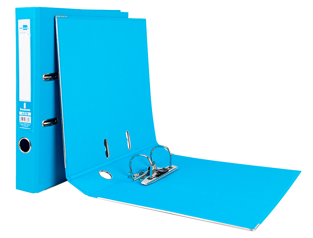 CLASSEUR LEVIER LIDERPAPEL A4 DOCUMENTA CARTON REMBORD 1,9MM DOS 52MM RADO MTALLIQUE COLORIS BLEU CIEL