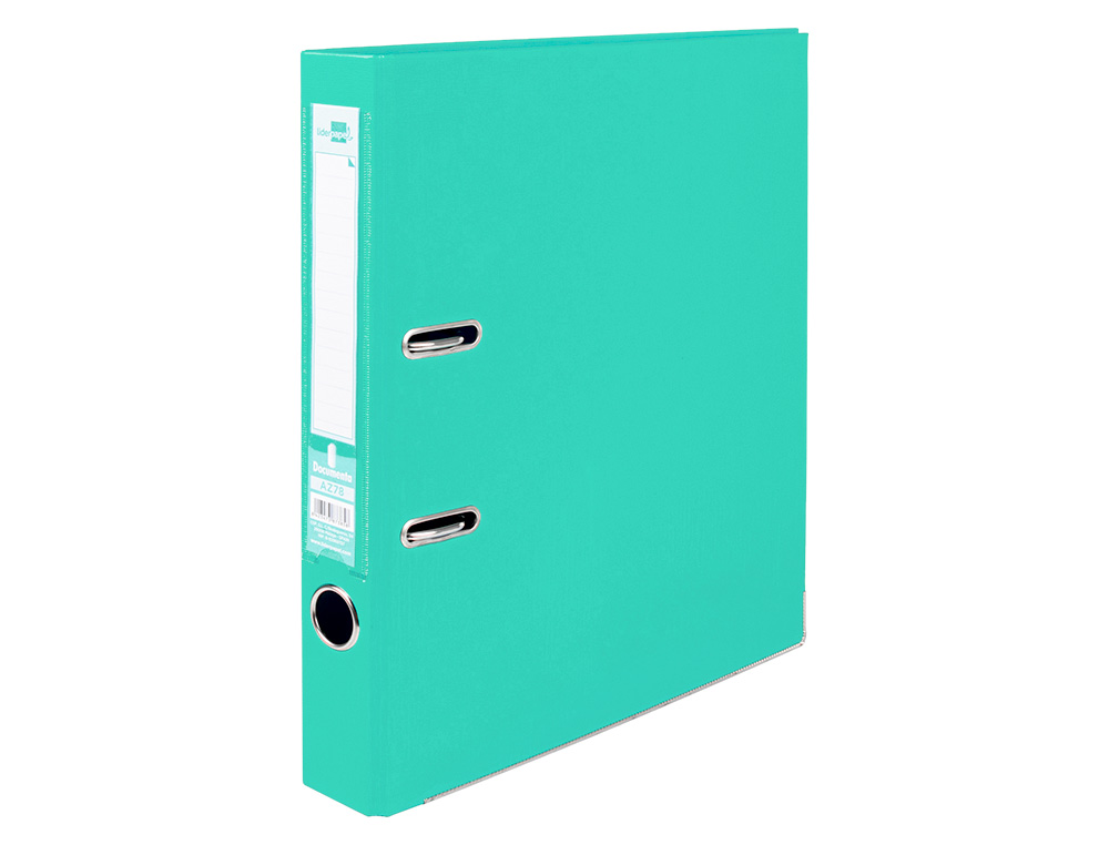 CLASSEUR LEVIER LIDERPAPEL A4 DOCUMENTA CARTON REMBORD 1,9MM DOS 52MM RADO MTALLIQUE COLORIS VERT CLAIR