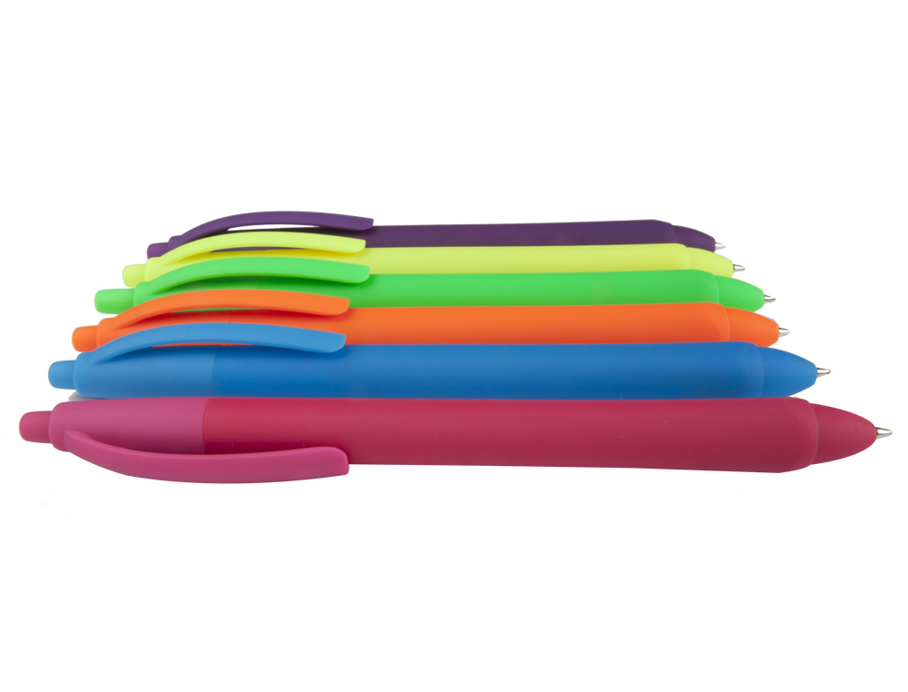STYLO-BILLE LIDERPAPEL GUMMY TOUCH RETRACTABLE 1MM 6 COULEURS ASSORTIES