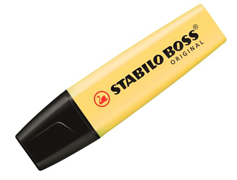 SURLIGNEUR STABILO BOSS PASTEL TRACÉ 2/5MM POINTE BISEAUTÉE ENCRE UNIVERSELLE BASE EAU RÉSISTANTE LUMIÈRE CRÈME JAUNE