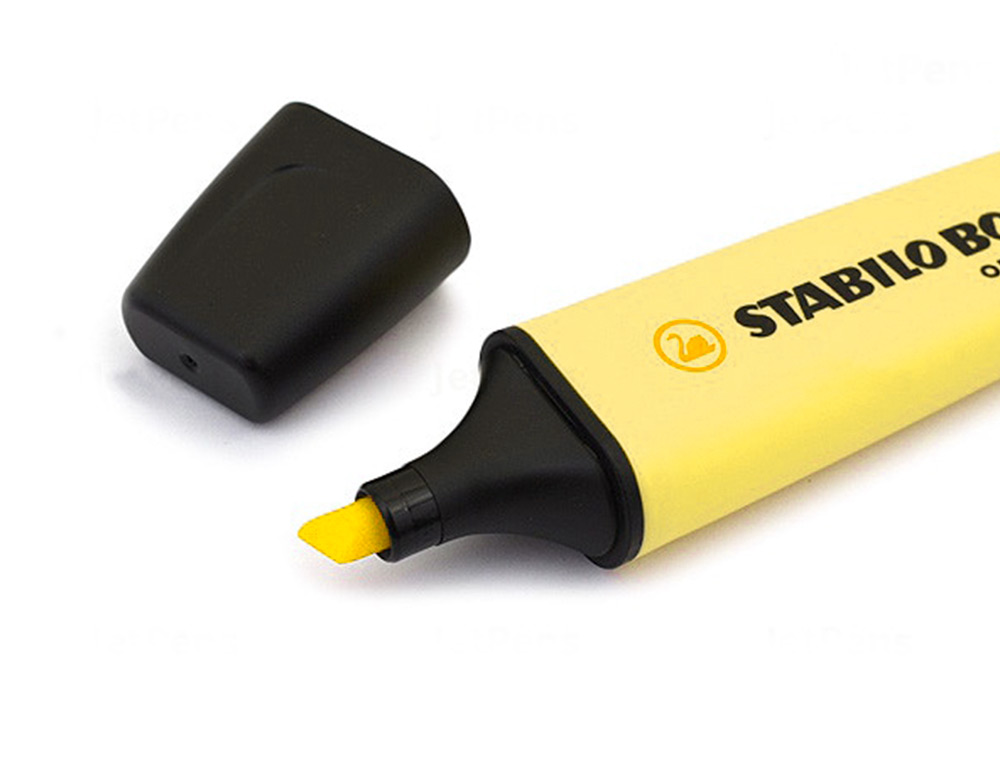 SURLIGNEUR STABILO BOSS PASTEL TRACÉ 2/5MM POINTE BISEAUTÉE ENCRE UNIVERSELLE BASE EAU RÉSISTANTE LUMIÈRE CRÈME JAUNE