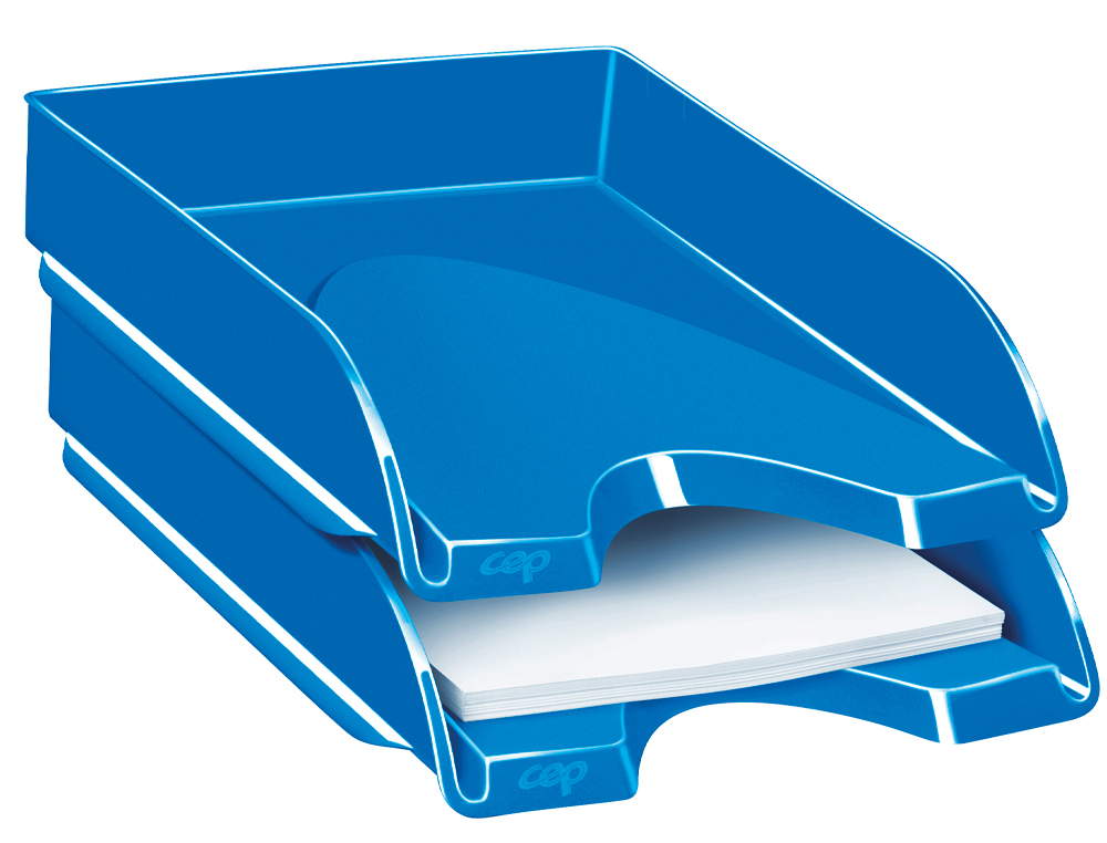 CORBEILLE  COURRIER CEP GLOSS POLYSTYRNE 2 RENFORTS LATRAUX 348x257x66MM COLORIS BLEU OCAN