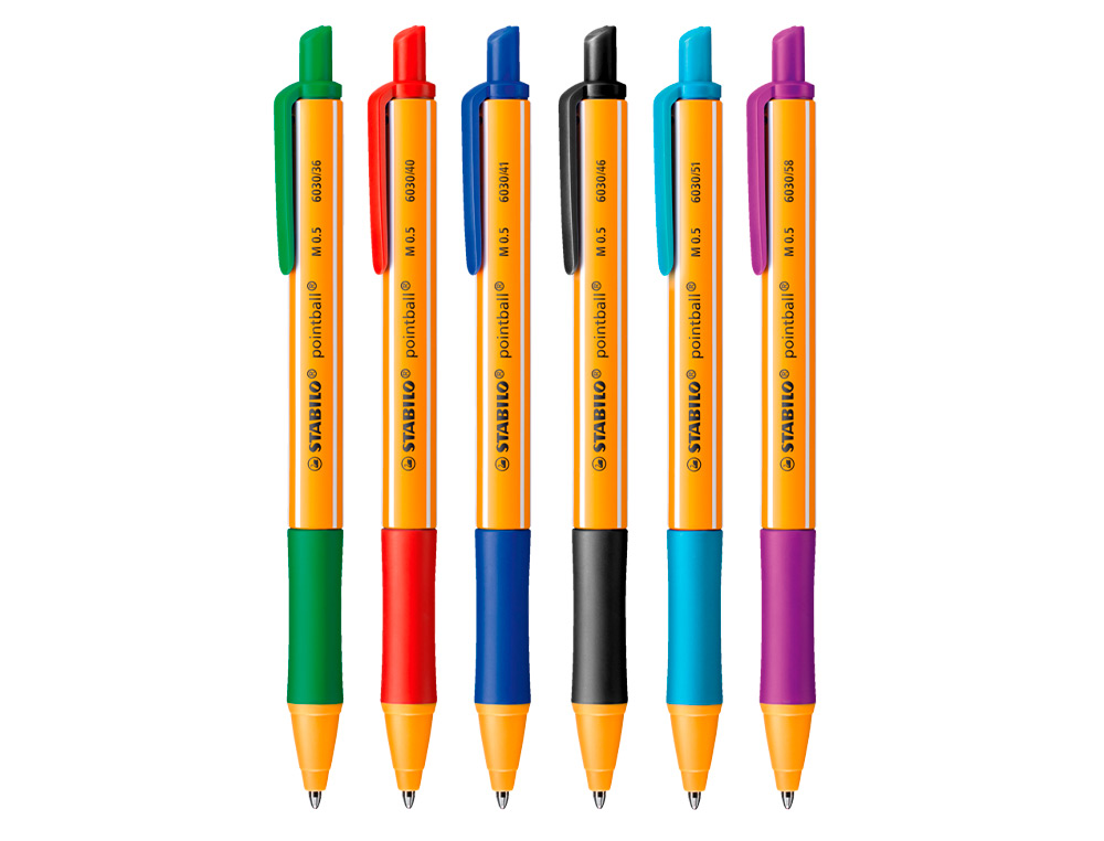 STYLO-BILLE STABILO POINTBALL RETRACTABLE RECHARGEABLE PLASTIQUE RECYCLE 3500M D'ECRITURE  GRIP ANTIDERAPANT VERT