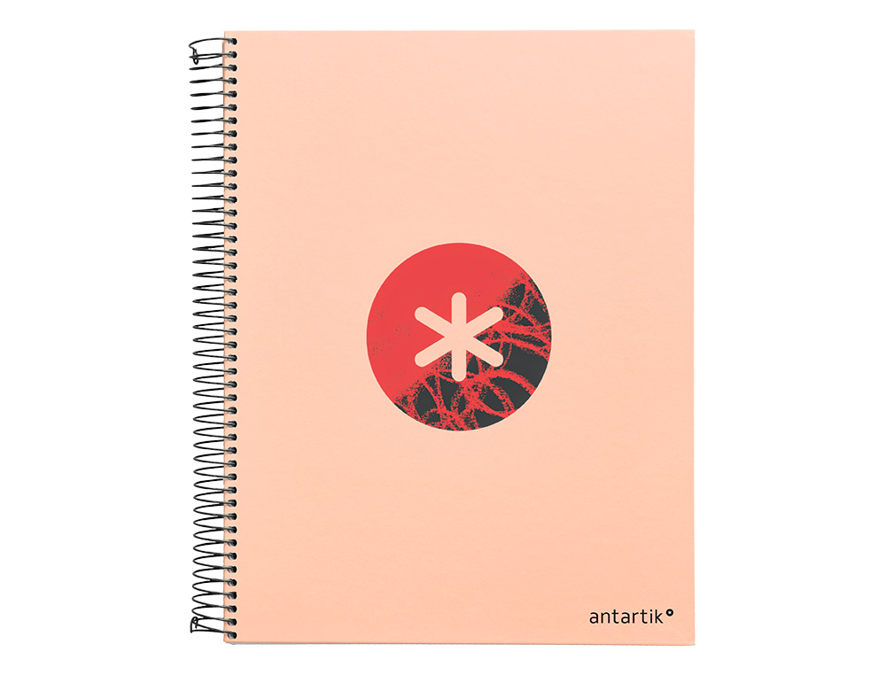 CAHIER SPIRALE ANTARTIK A4 120F 100G REMBORDE 5X5MM MICRO-PERF 5 BANDES 4 TROUS TRENDING 2020 CORAIL