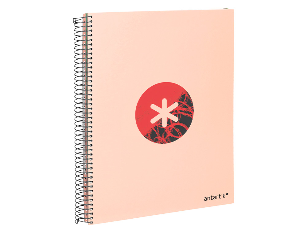CAHIER SPIRALE ANTARTIK A4 120F 100G REMBORDE 5X5MM MICRO-PERF 5 BANDES 4 TROUS TRENDING 2020 CORAIL