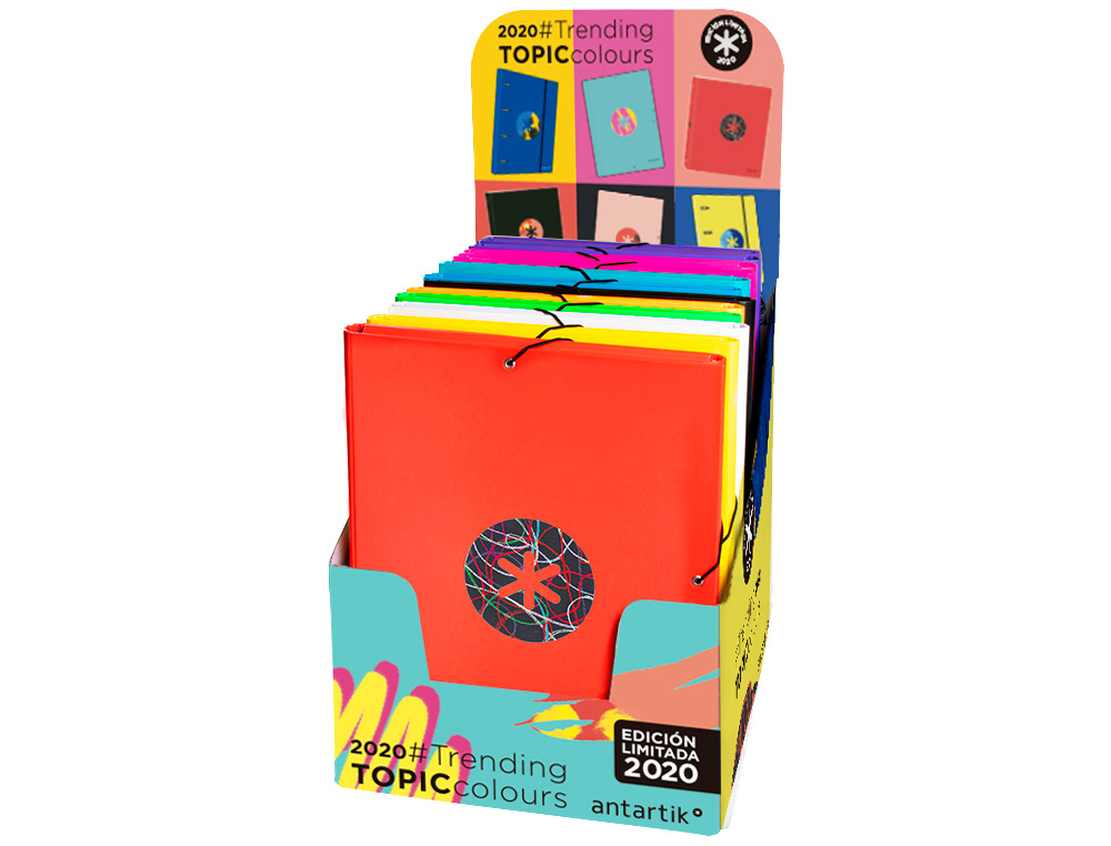CLASSEUR ANTARTIK TRENDING TOPIC 2020 4 ANNEAUX RONDS    40MM FEUILLET MOBILE A4 5X5MM COLORIS ASSORTIS