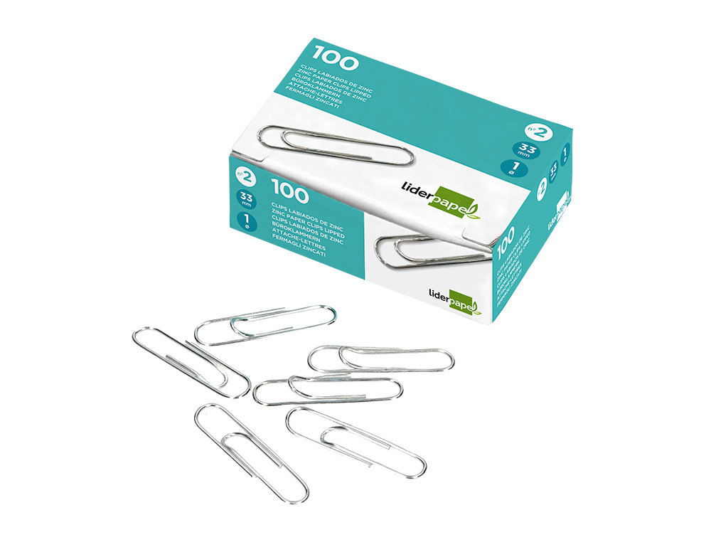 TROMBONE LIDERPAPEL ZINC BOUT ROND 33MM BOÎTE 100 UNITÉS