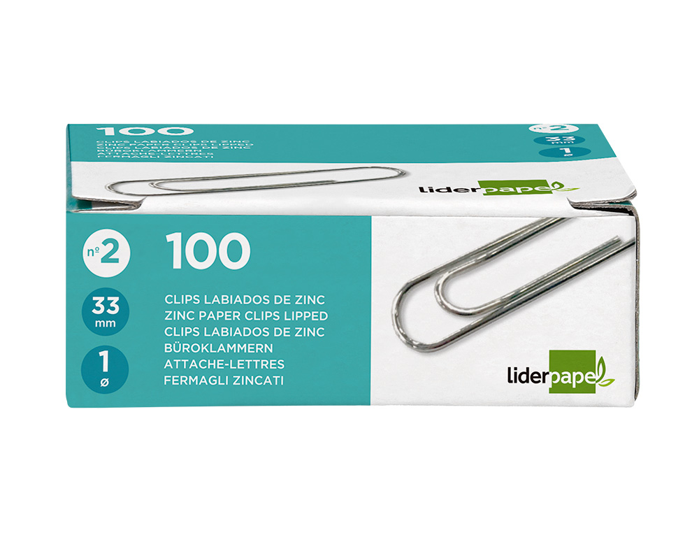 TROMBONE LIDERPAPEL ZINC BOUT ROND 33MM BOÎTE 100 UNITÉS