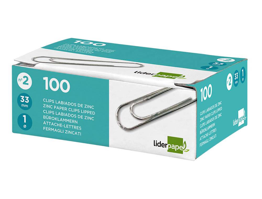 TROMBONE LIDERPAPEL ZINC BOUT ROND 33MM BOÎTE 100 UNITÉS