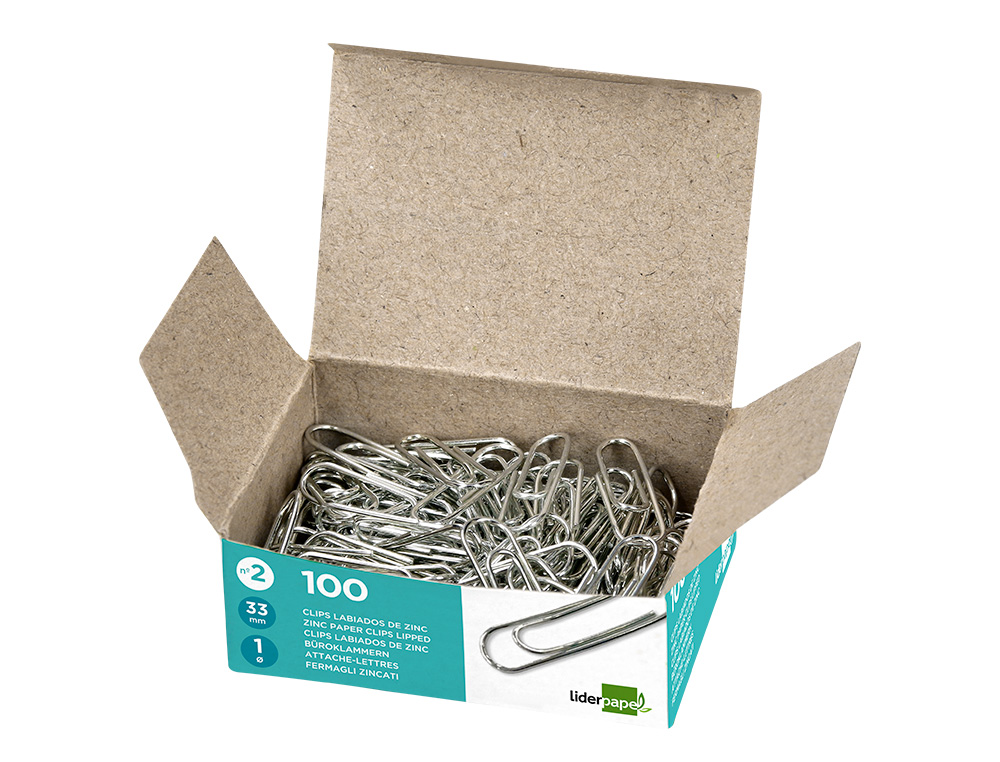 TROMBONE LIDERPAPEL ZINC BOUT ROND 33MM BOÎTE 100 UNITÉS